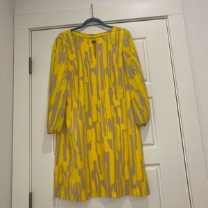 Tahari yellow/grey Summer mid-thigh lined dress